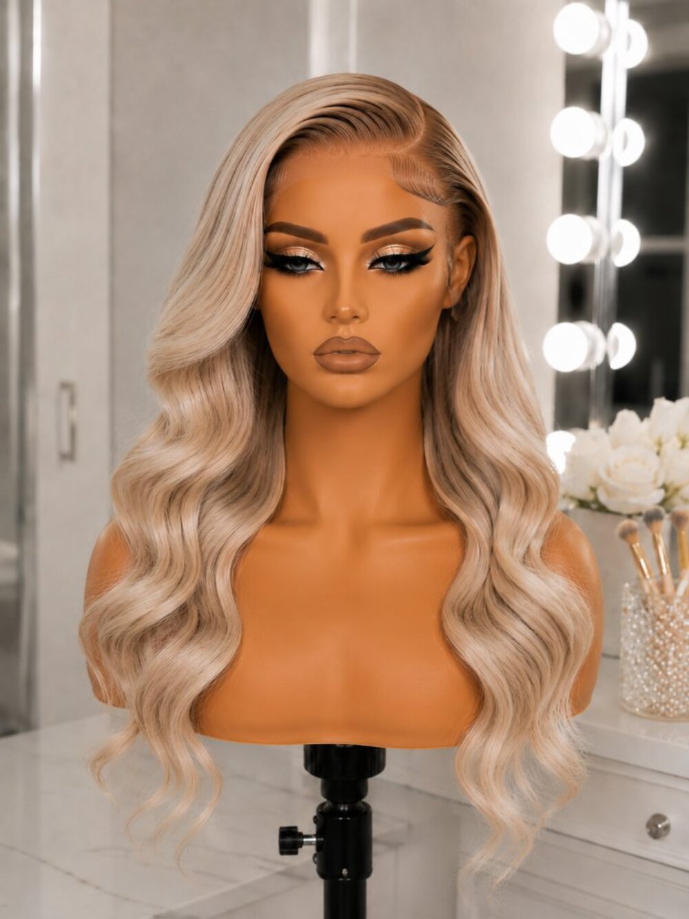 16-22 in Custom Colored Lace Wig Chose Highlights to pair w/Dark Root